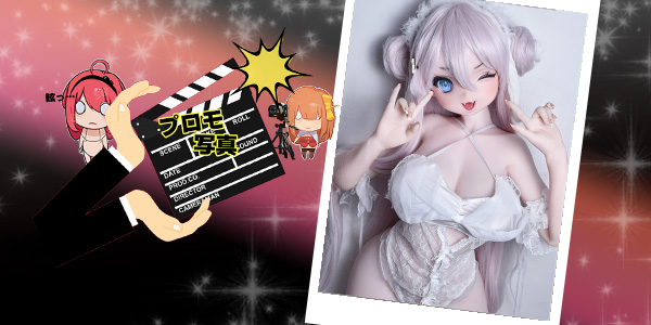 Collage: left shows anime-style characters with a clapperboard; right shows a pastel-haired cosplayer in white lace, sparkly backdrop.